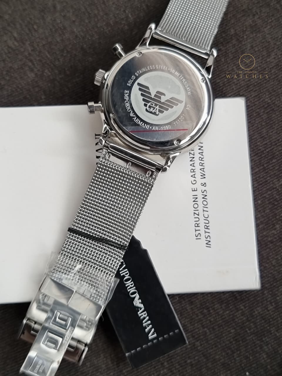Emporio Armani Men’s Chronograph Quartz Stainless Steel Silver Dial 38mm Watch AR0390