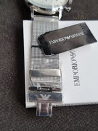 Emporio Armani Men’s Chronograph Quartz Stainless Steel Silver Dial 38mm Watch AR0390