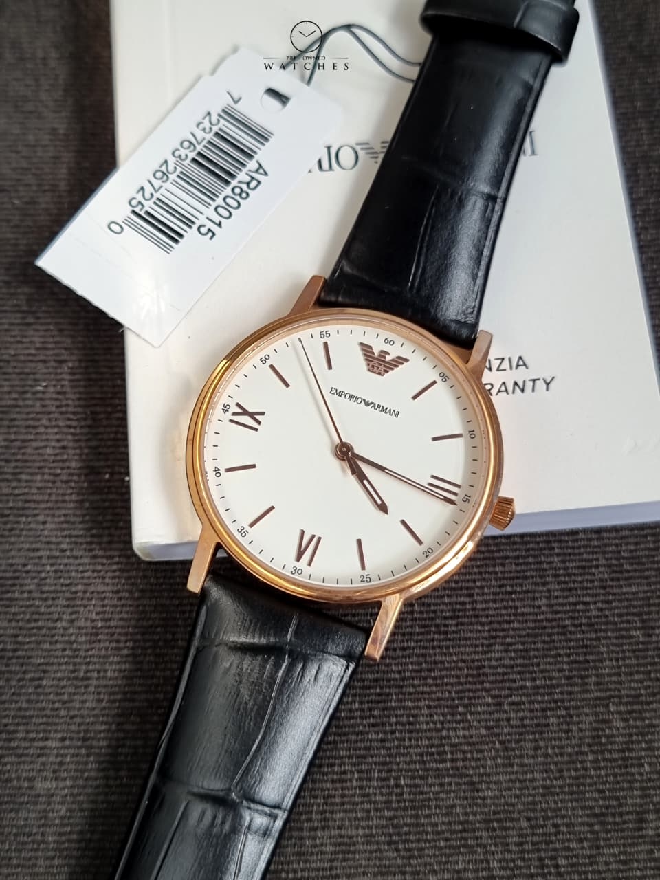 Emporio Armani Unisex Quartz Leather Strap White Dial 41mm Watch AR80015