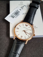 Emporio Armani Unisex Quartz Leather Strap White Dial 41mm Watch AR80015