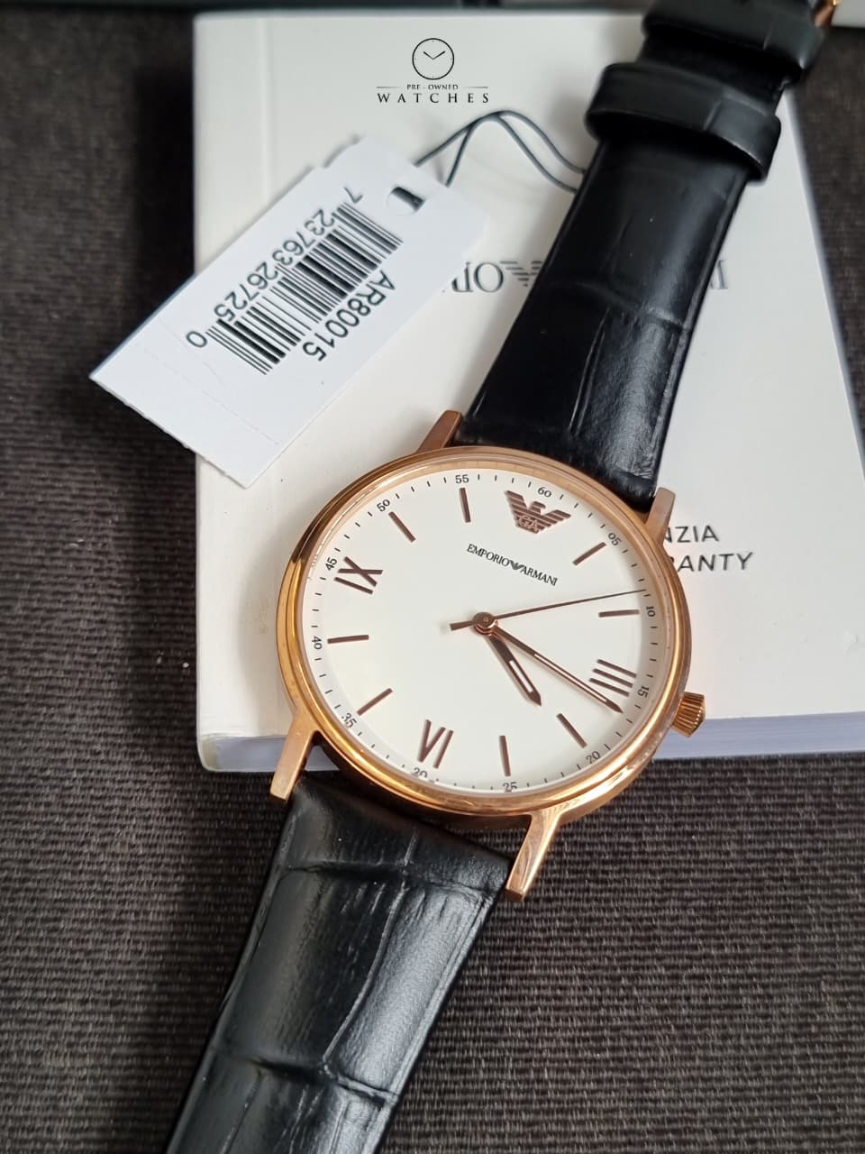 Emporio Armani Unisex Quartz Leather Strap White Dial 41mm Watch AR80015