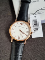 Emporio Armani Unisex Quartz Leather Strap White Dial 41mm Watch AR80015