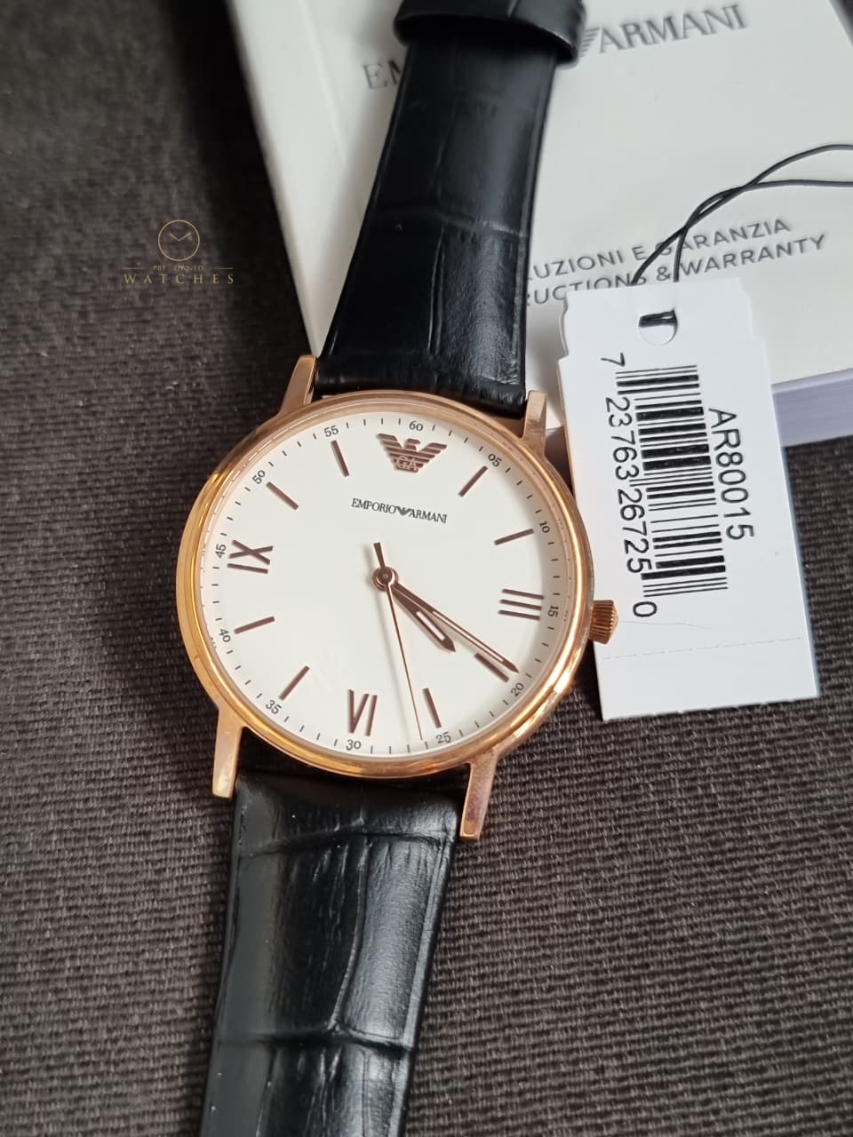 Emporio Armani Unisex Quartz Leather Strap White Dial 41mm Watch AR80015
