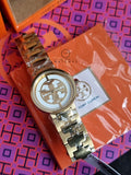 Tory Burch Reva Gold Stainless Steel Ivory Dial Quartz Watch for Ladies - TBW4011
