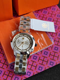 Tory Burch Classic Two Tone Stainless Steel Cream Dial Chronograph Quartz Watch For Ladies – TBW1034