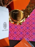 Tory Burch Classic T Gold Stainless Steel Silver sunray Dial Chronograph Quartz Watch for Ladies - TBW1032
