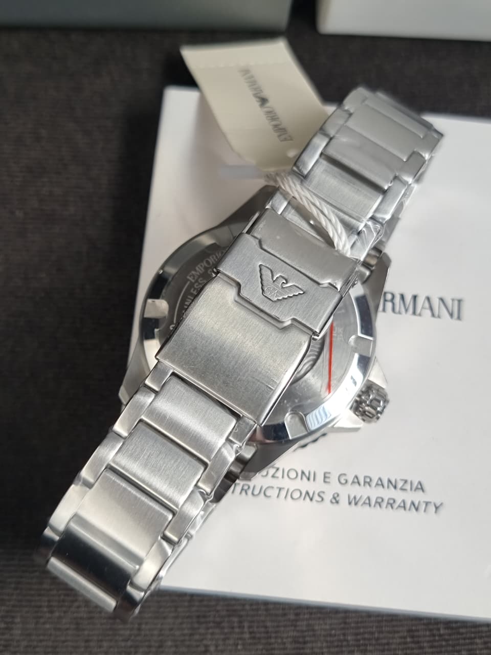Emporio Armani Stainless Steel Analog Blue Dial Men Watch-Ar11590, Silver Band