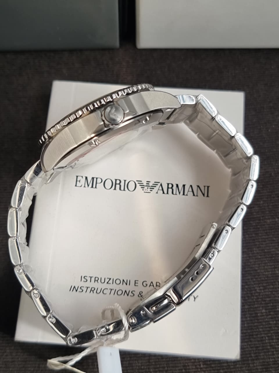 Emporio Armani Stainless Steel Analog Blue Dial Men Watch-Ar11590, Silver Band
