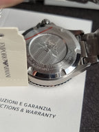 Emporio Armani Stainless Steel Analog Blue Dial Men Watch-Ar11590, Silver Band