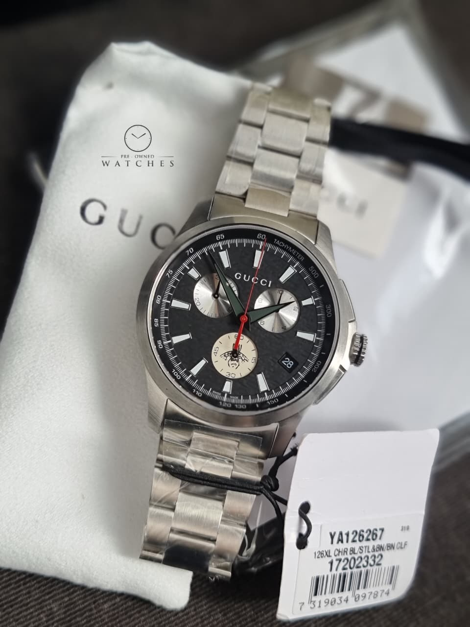 Gucci Swiss Quartz Stainless Steel Dress Silver-Toned Men's Watch(Model: YA126267)