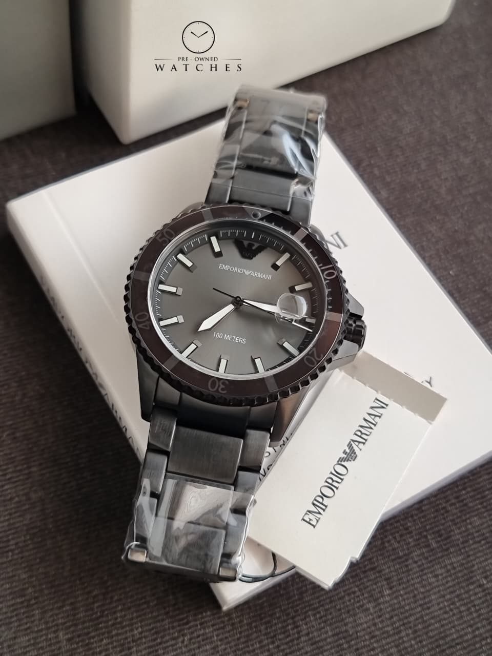 Emporio Armani Men’s Quartz Stainless Steel Grey Dial 42mm Watch AR11398