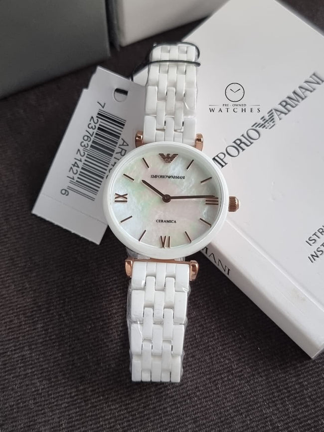 EMPORIO ARMANI Ceramica Mother of Pearl Ladies Watch AR1486 Main Image
