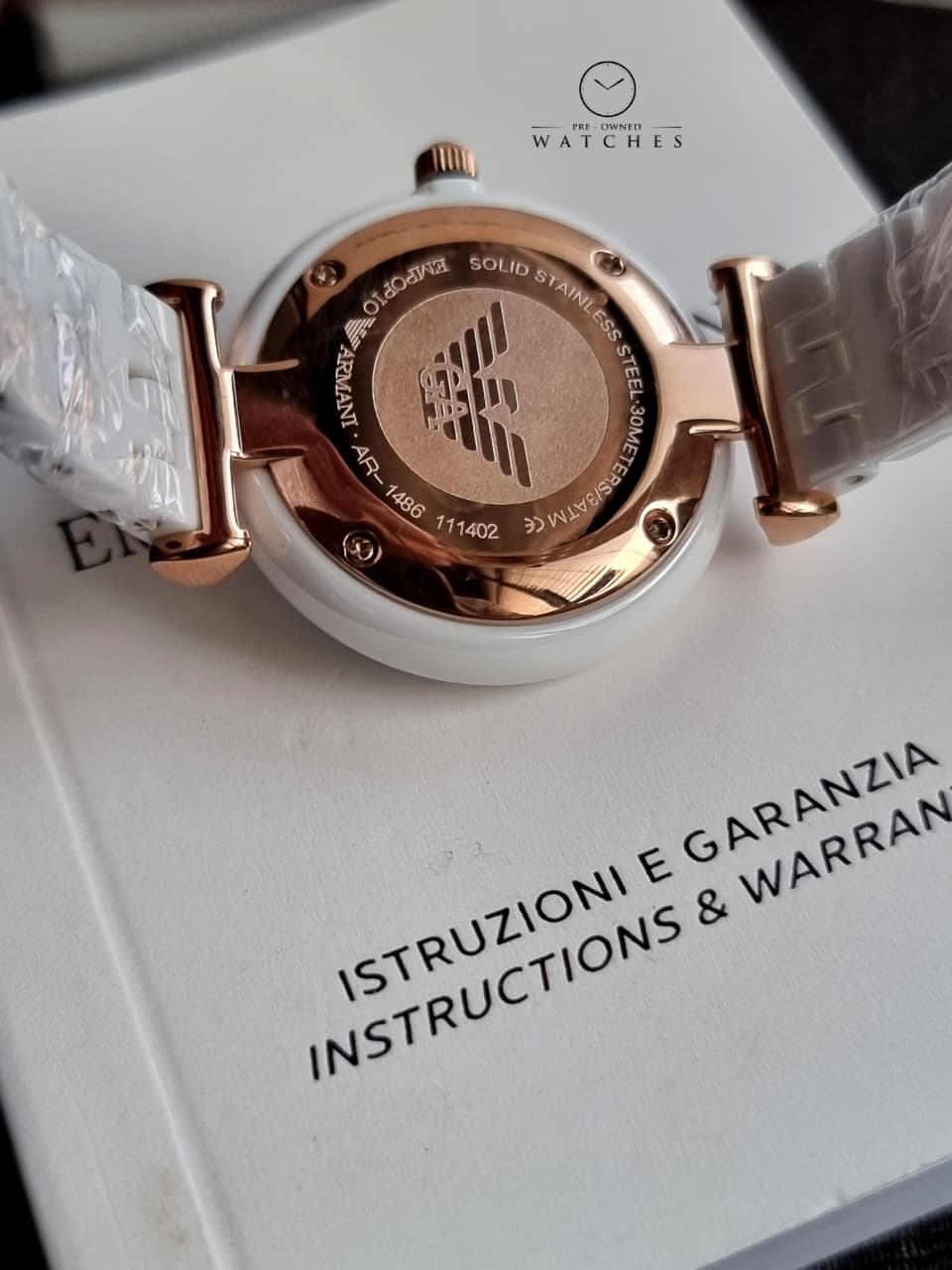 EMPORIO ARMANI Ceramica Mother of Pearl Ladies Watch AR1486