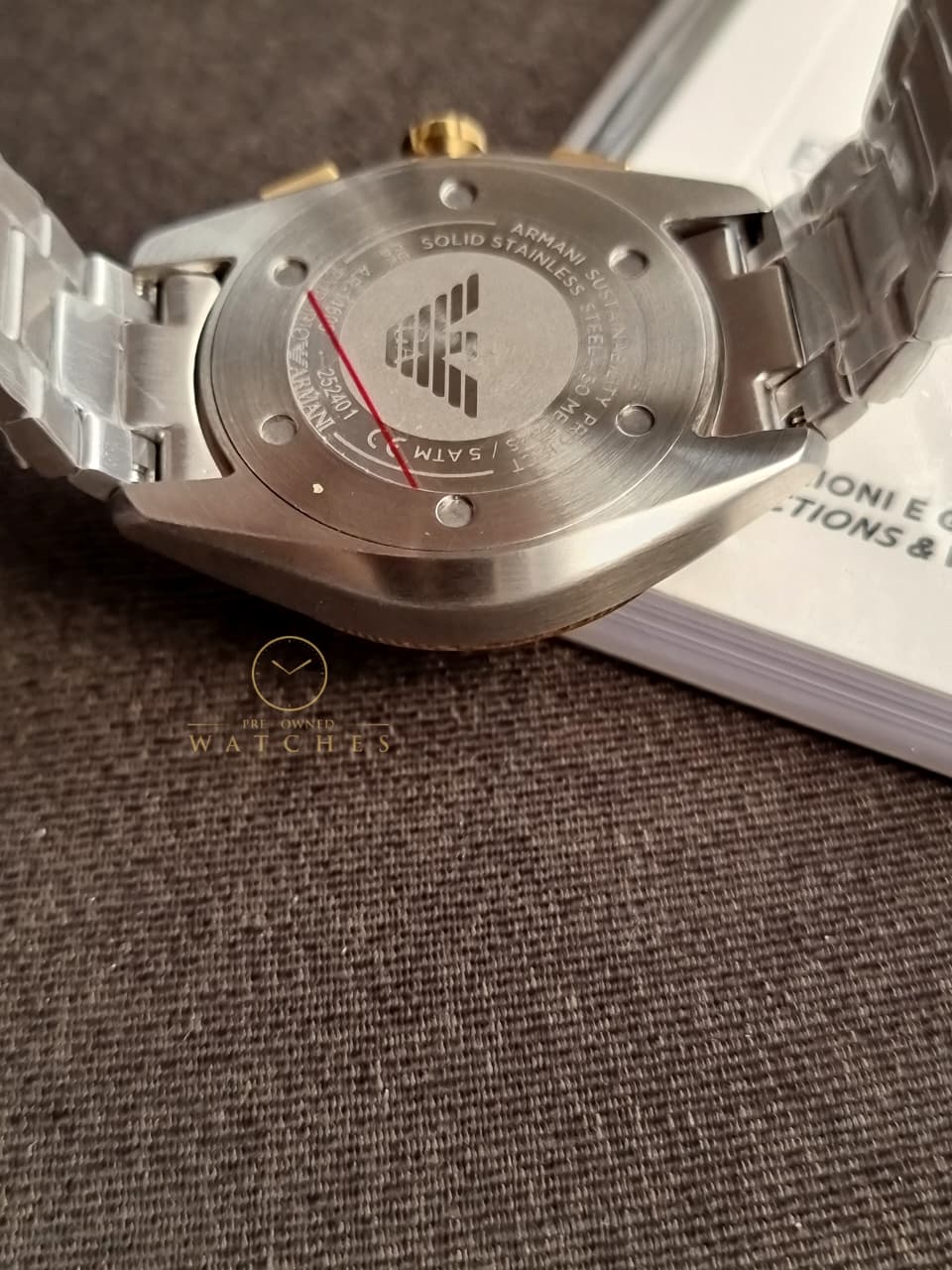 Emporio Armani Men's Chronograph Silver and Gold Two-Tone Stainless Steel Bracelet Watch (Model: AR11605)