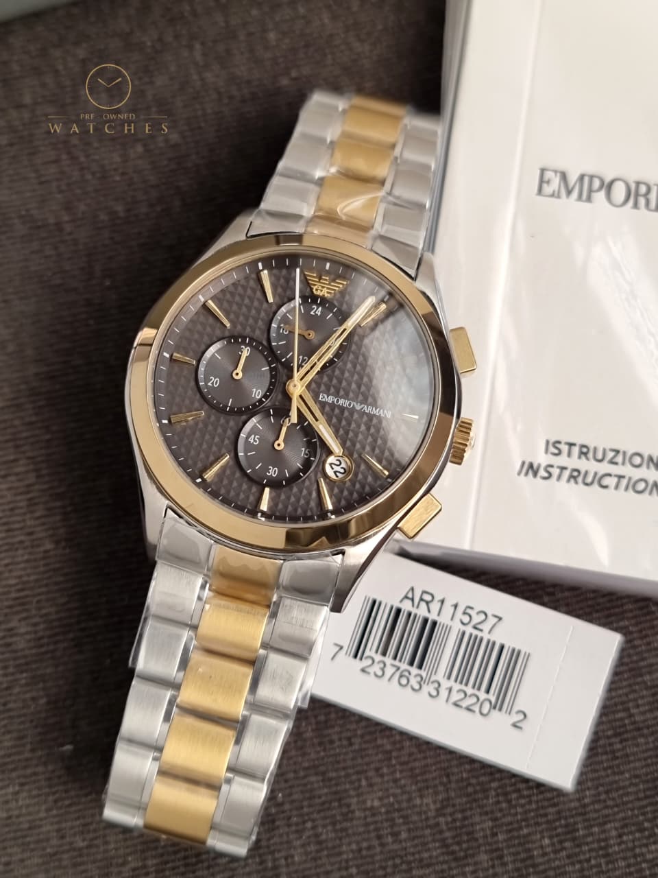 Emporio Armani Men's Stainless Steel Chronograph Dress Watch with Steel or Leather Band