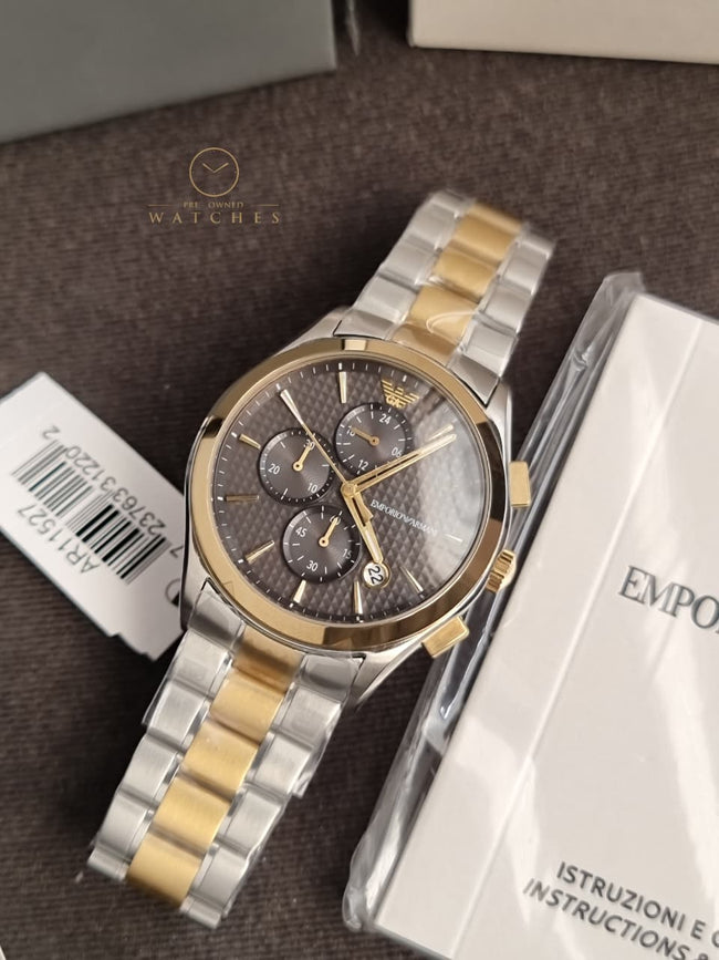 Emporio Armani Men's Stainless Steel Chronograph Dress Watch with Steel or Leather Band Main Image