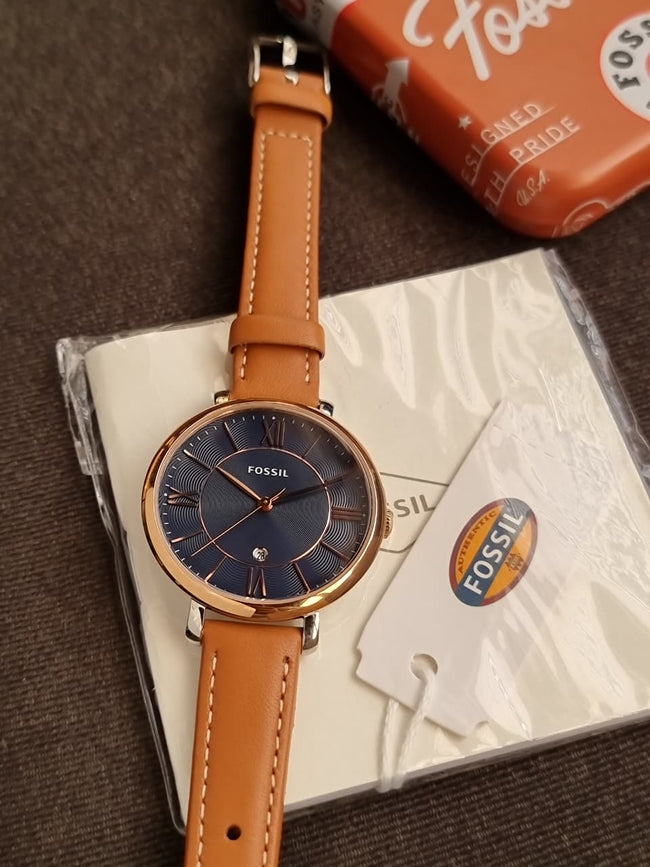 FOSSIL Jacqueline Blue Dial Ladies Leather Watch ES4274 (WITHOUT TAG ) Hover Image