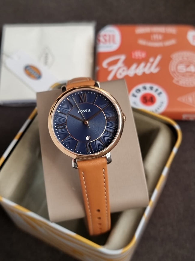 FOSSIL Jacqueline Blue Dial Ladies Leather Watch ES4274 (WITHOUT TAG ) Main Image
