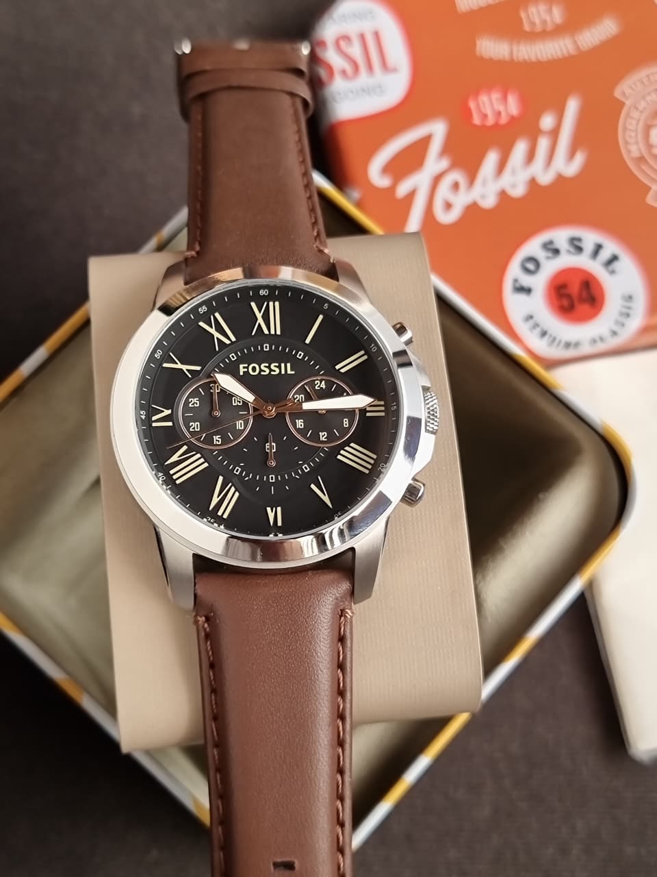 Fossil Men's Grant Stainless Steel Quartz Chronograph Watch Fs4813(WITHOUT TAG )
