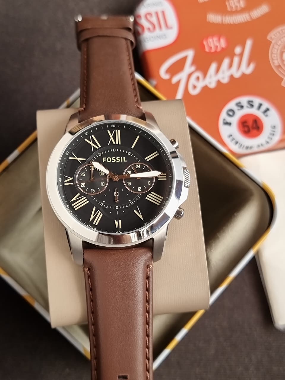 Fossil Men's Grant Stainless Steel Quartz Chronograph Watch Fs4813(WITHOUT TAG )