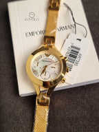 Emporio Armani AR7390 Gold Tone Mother of Pearl Dial Watch for Women