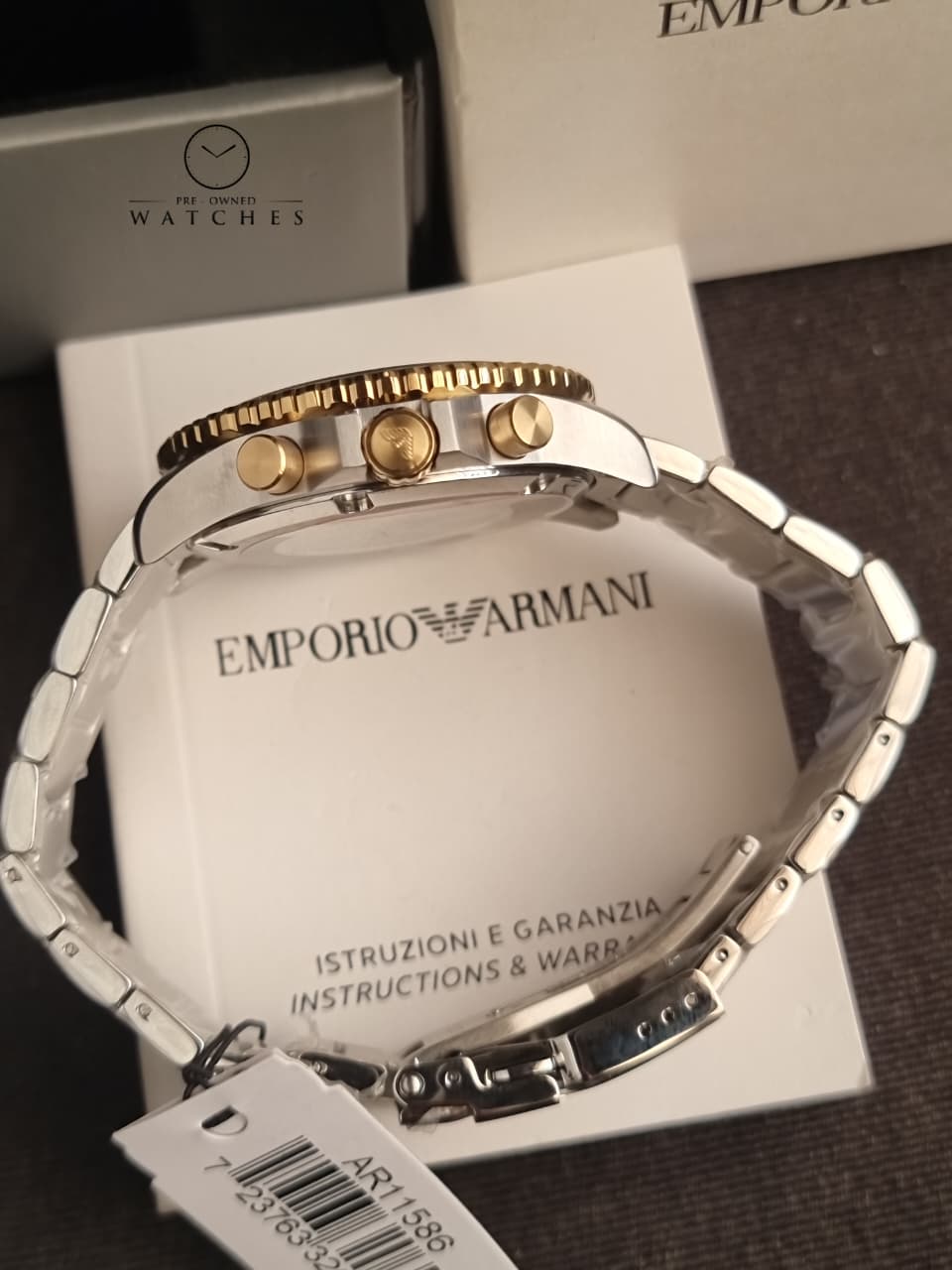 Emporio Armani Men’s Quartz Two-tone Stainless Steel Green Dial 43mm Watch AR11586