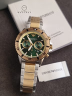 Emporio Armani Men’s Quartz Two-tone Stainless Steel Green Dial 43mm Watch AR11586
