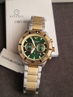 Emporio Armani Men’s Quartz Two-tone Stainless Steel Green Dial 43mm Watch AR11586