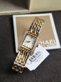 Michael Kors Monroe Pave Crystals White Dial Gold Steel Strap Watch For Women - MKO1034