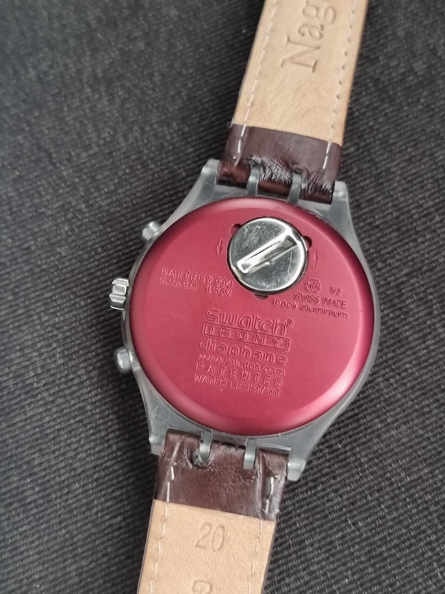 Swatch Swiss Made  Maroon Dial 43mm Dial Quartz Watch Main Image