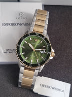 Emporio Armani Men’s Quartz Two-tone Stainless Steel Green Dial 42mm Watch AR80063