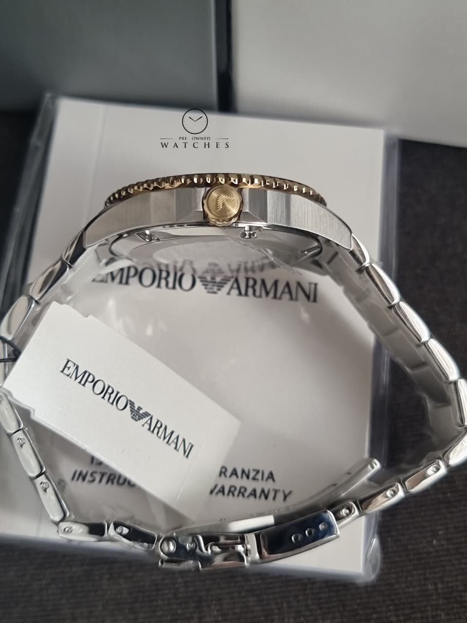 Emporio Armani Men’s Quartz Two-tone Stainless Steel Green Dial 42mm Watch AR80063