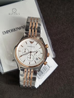 Emporio Armani Zeta Chronograph Cream Dial Two-tone Men's Watch AR1998