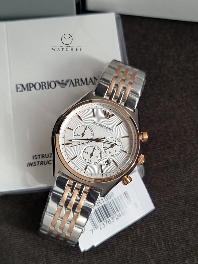 Emporio Armani Zeta Chronograph Cream Dial Two-tone Men's Watch AR1998 Main Image