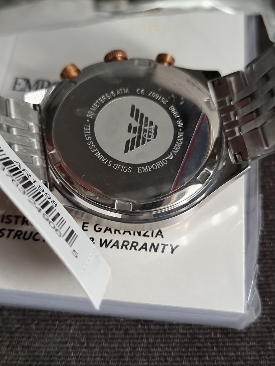 Emporio Armani Zeta Chronograph Cream Dial Two-tone Men's Watch AR1998