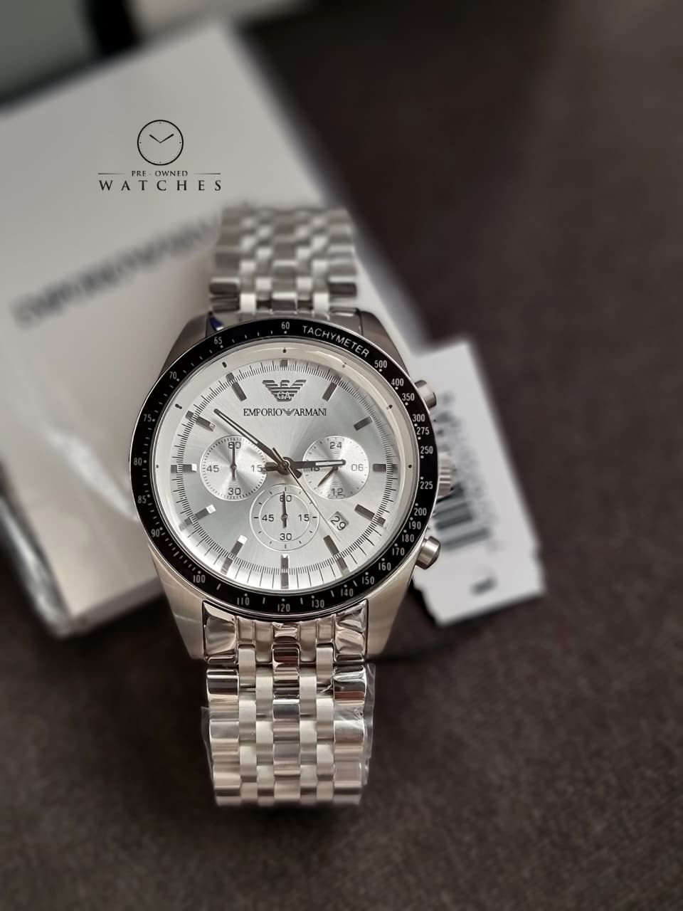 Emporio Armani Men’s Quartz Stainless Steel Silver Dial 46mm Watch AR6073