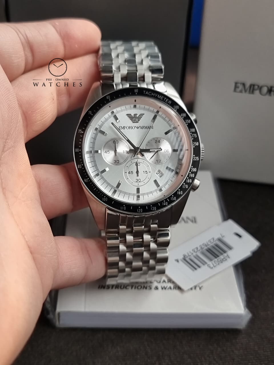 Emporio Armani Men’s Quartz Stainless Steel Silver Dial 46mm Watch AR6073