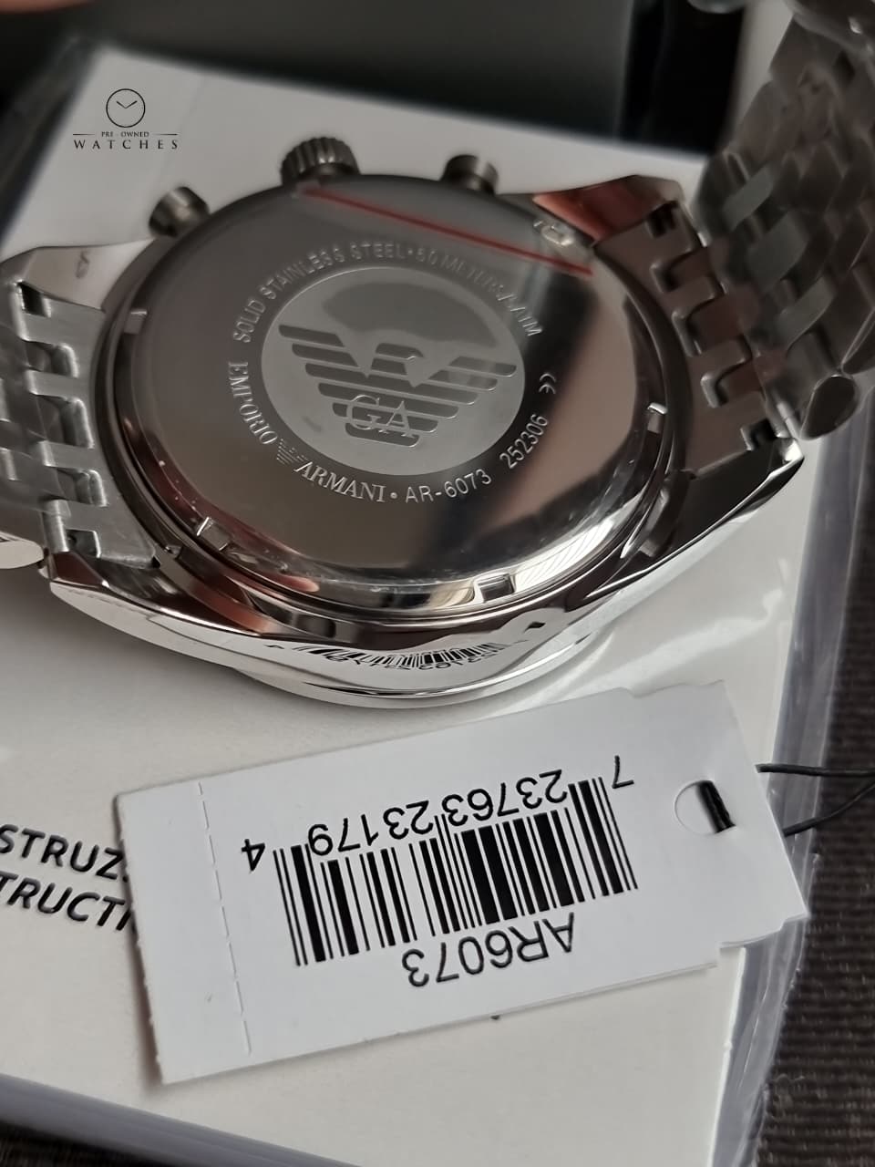 Emporio Armani Men’s Quartz Stainless Steel Silver Dial 46mm Watch AR6073