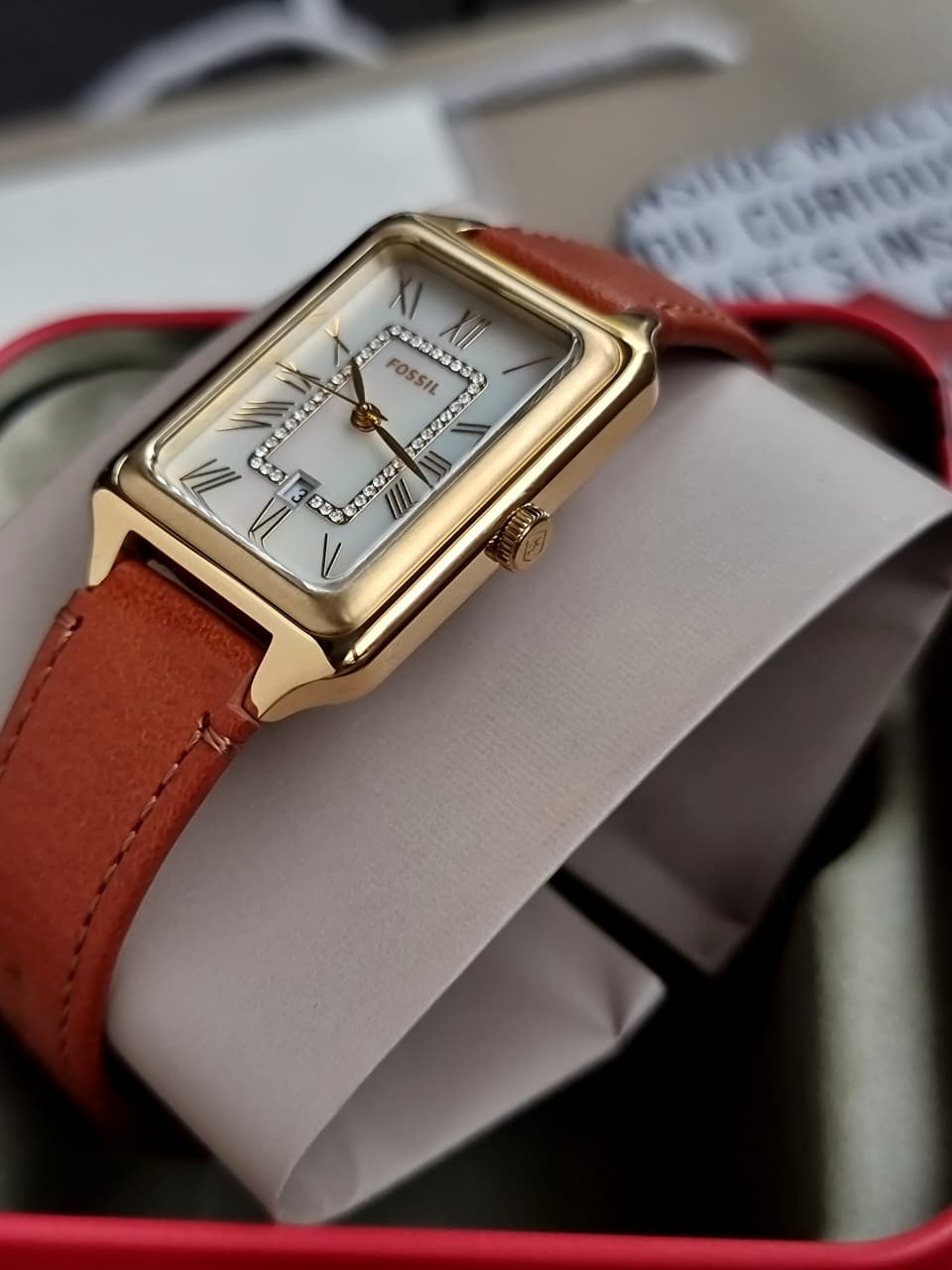 Fossil Leather Analog White Dial Women's Watch-Es5307