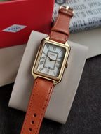 Fossil Leather Analog White Dial Women's Watch-Es5307