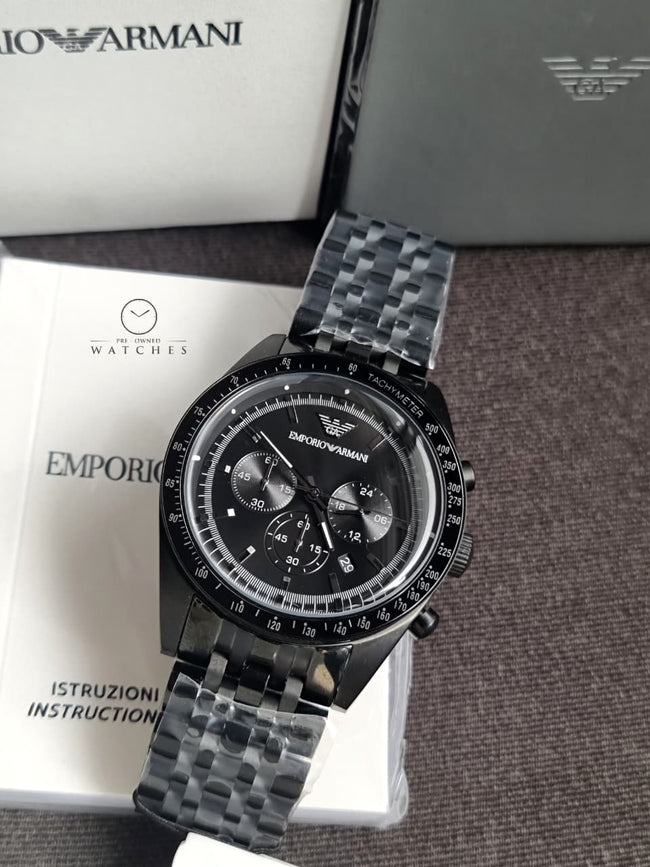 Emporio Armani AR5989 Black Chronograph Movement Quartz 46mm Men's Watch Main Image