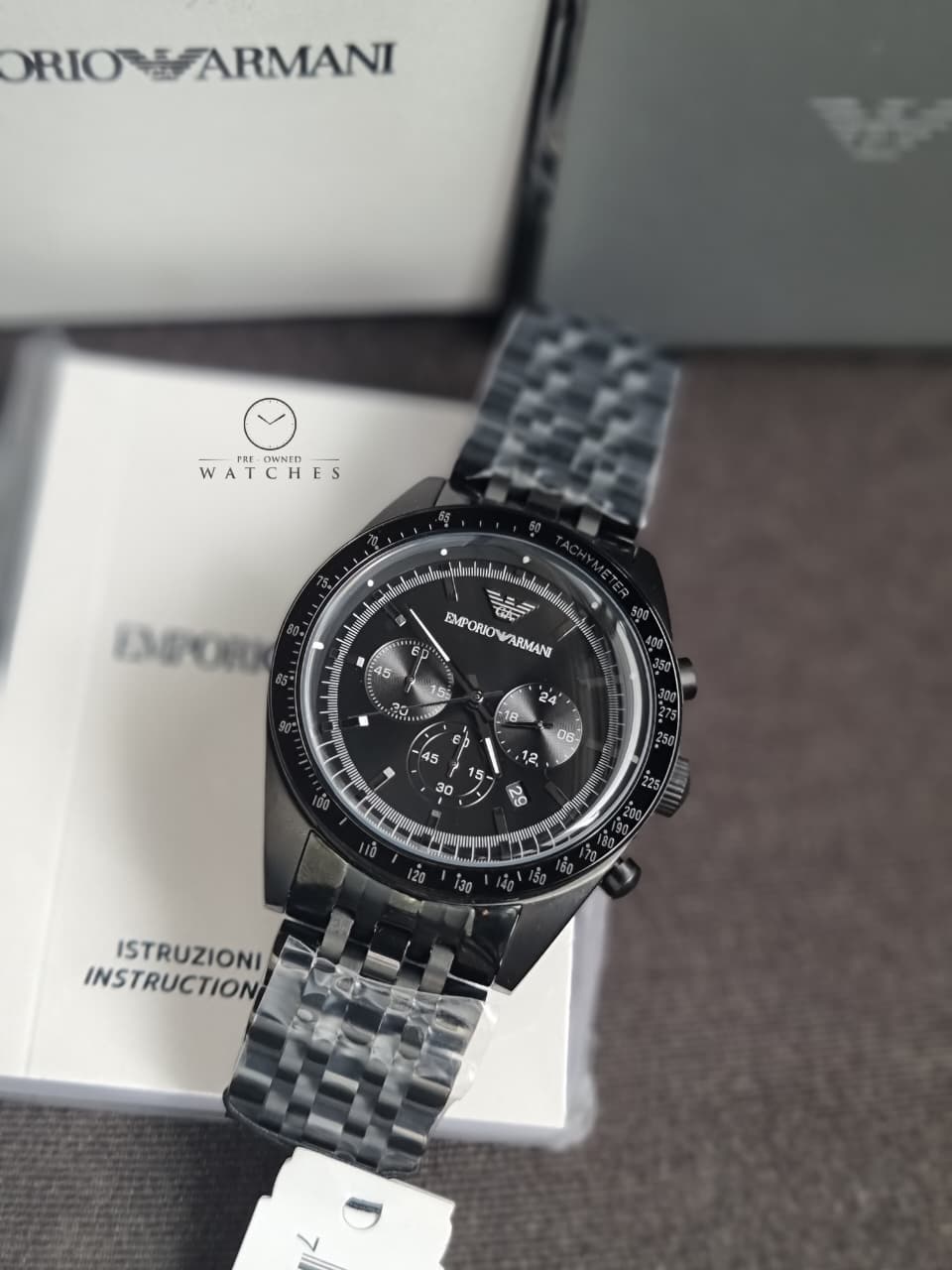 Emporio Armani AR5989 Black Chronograph Movement Quartz 46mm Men's Watch