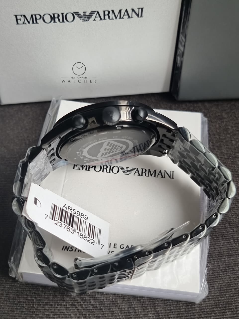 Emporio Armani AR5989 Black Chronograph Movement Quartz 46mm Men's Watch
