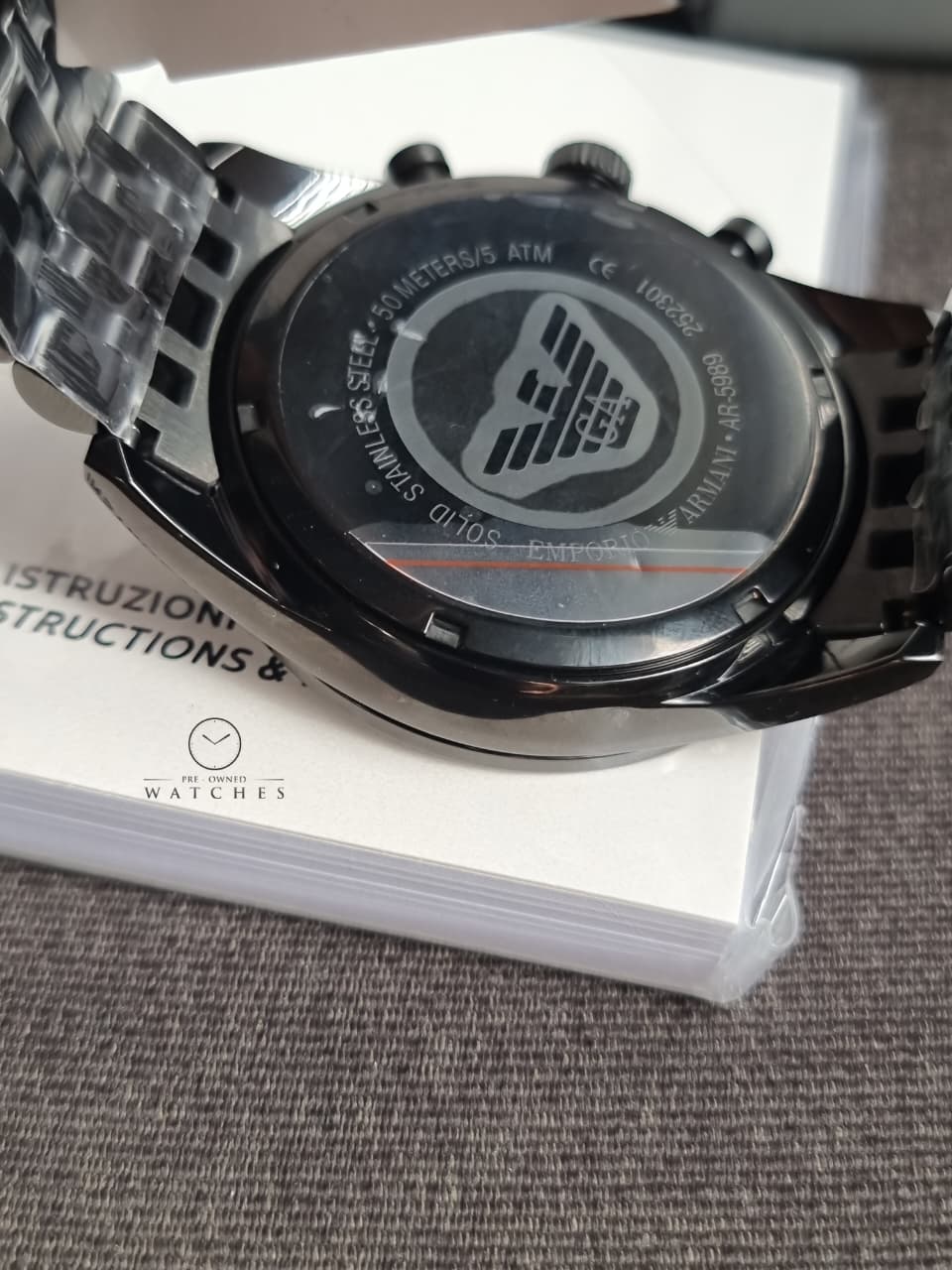 Emporio Armani AR5989 Black Chronograph Movement Quartz 46mm Men's Watch