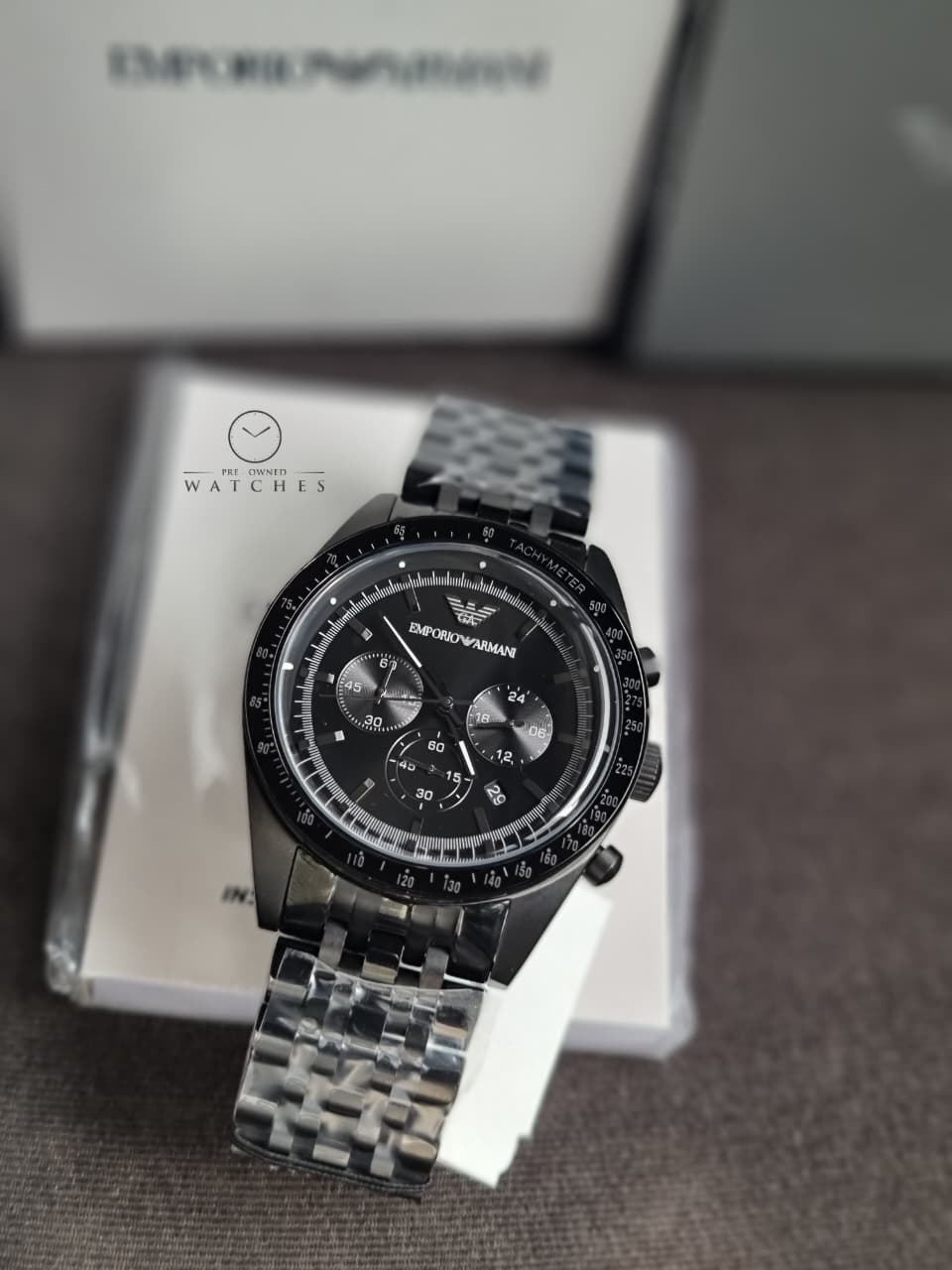 Emporio Armani AR5989 Black Chronograph Movement Quartz 46mm Men's Watch