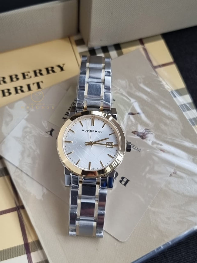 BURBERRY Silver Dial Two-tone Silver and Gold-tone Bracelet Ladies Watch BU9115 Main Image