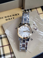 BURBERRY Silver Dial Two-tone Silver and Gold-tone Bracelet Ladies Watch BU9115