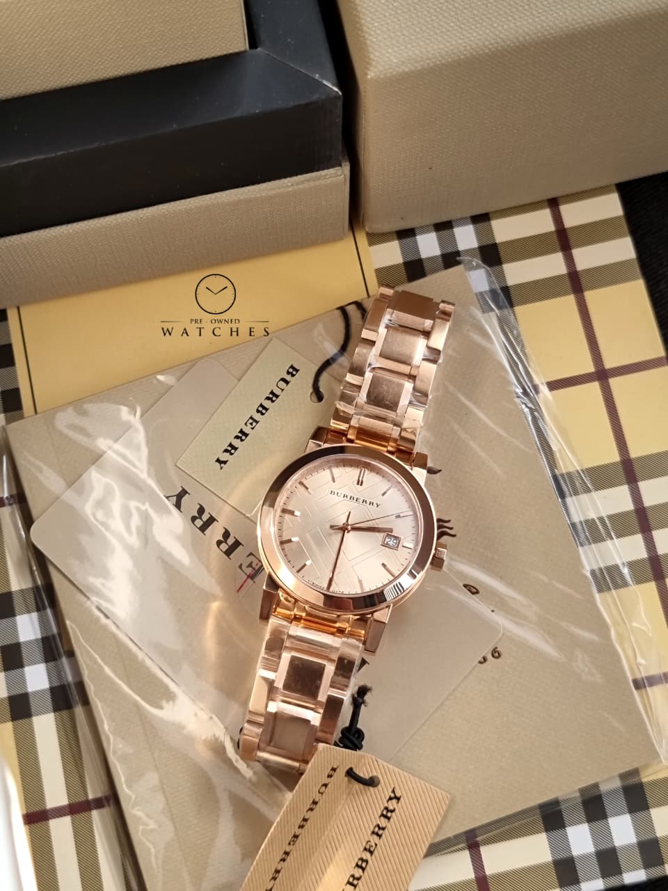 BURBERRY The City Rose Dial Rose Gold-tone Ladies Watch BU9135