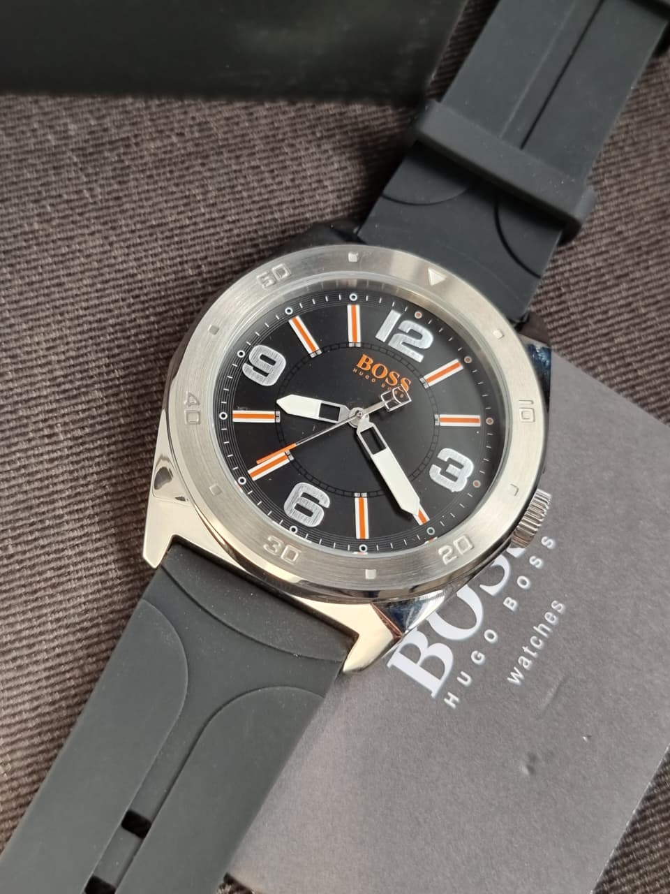 Hugo boss Men's Black Rubber Strap Watch with Black Dial 1512897