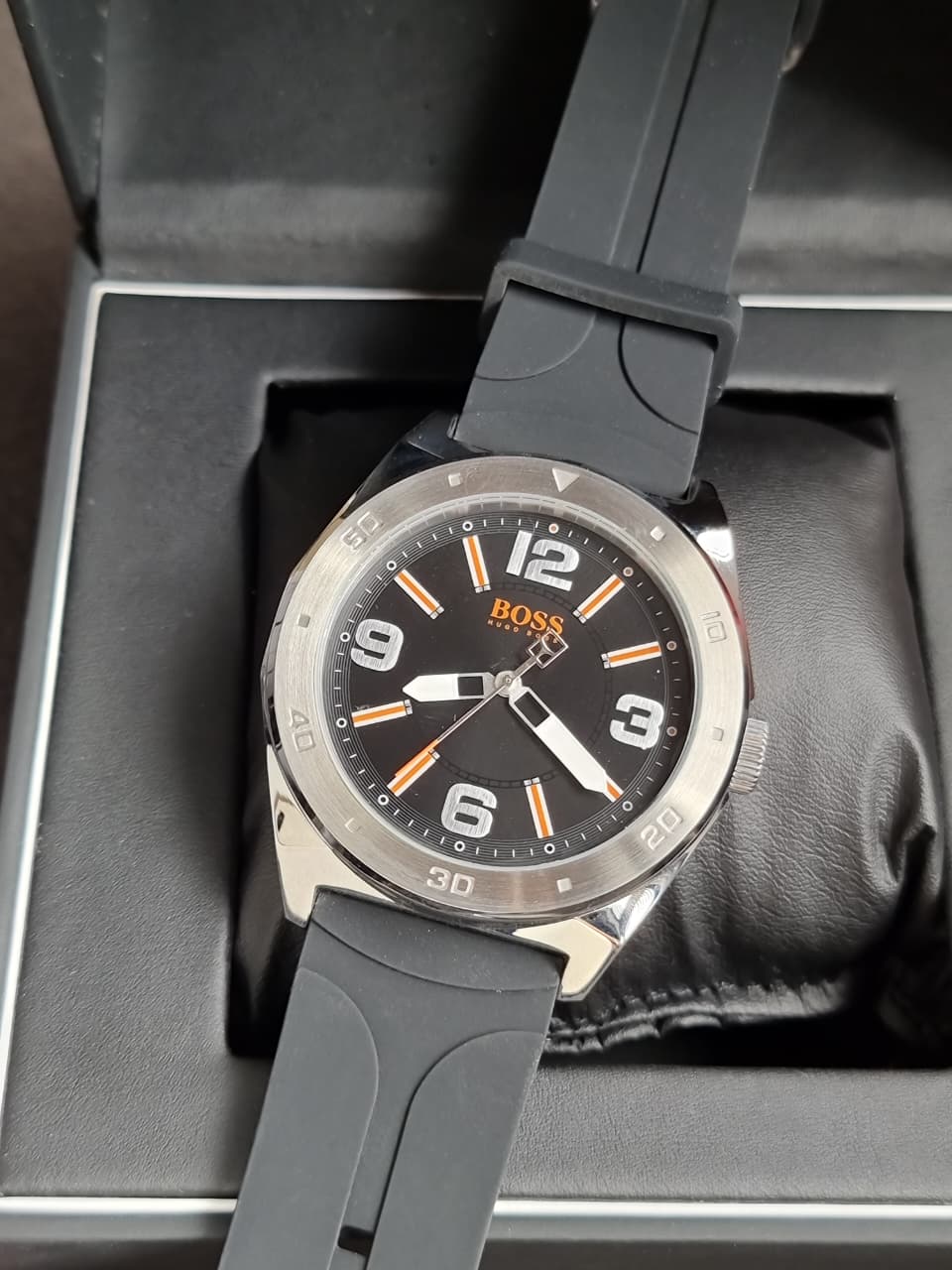 Hugo boss Men's Black Rubber Strap Watch with Black Dial 1512897
